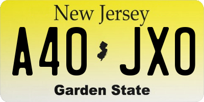 NJ license plate A40JXO