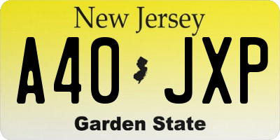NJ license plate A40JXP