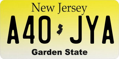 NJ license plate A40JYA