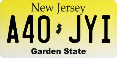 NJ license plate A40JYI