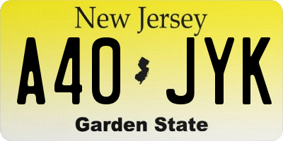 NJ license plate A40JYK