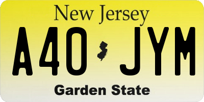 NJ license plate A40JYM