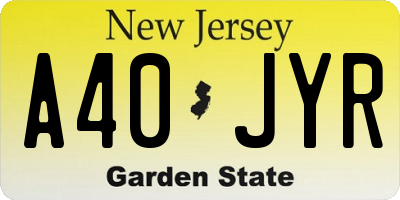 NJ license plate A40JYR