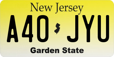 NJ license plate A40JYU