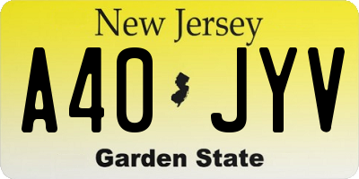 NJ license plate A40JYV