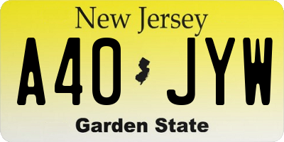 NJ license plate A40JYW