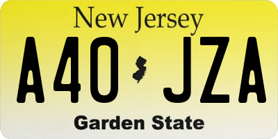 NJ license plate A40JZA