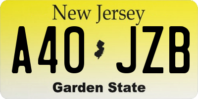 NJ license plate A40JZB