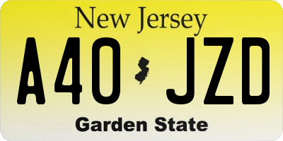 NJ license plate A40JZD
