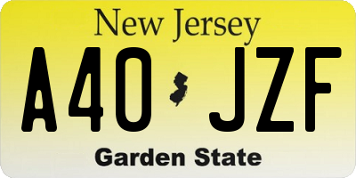 NJ license plate A40JZF