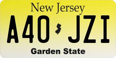 NJ license plate A40JZI