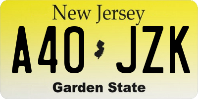 NJ license plate A40JZK