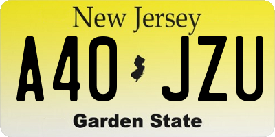 NJ license plate A40JZU