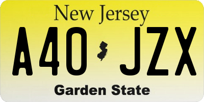 NJ license plate A40JZX