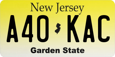 NJ license plate A40KAC