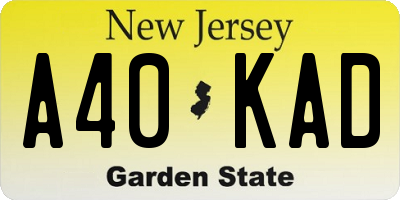 NJ license plate A40KAD