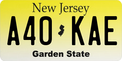 NJ license plate A40KAE