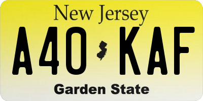 NJ license plate A40KAF