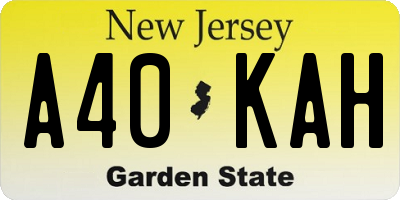 NJ license plate A40KAH