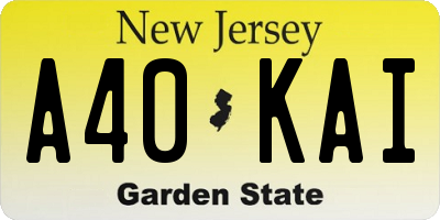 NJ license plate A40KAI