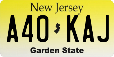 NJ license plate A40KAJ