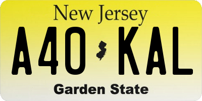 NJ license plate A40KAL