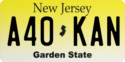 NJ license plate A40KAN