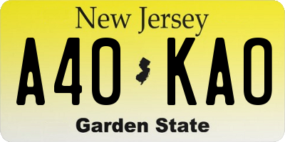 NJ license plate A40KAO