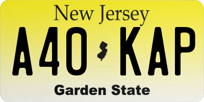 NJ license plate A40KAP