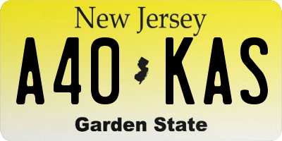 NJ license plate A40KAS