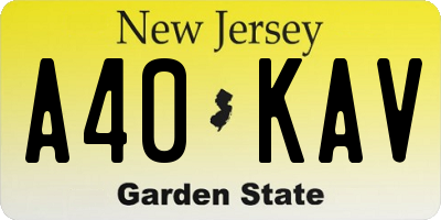 NJ license plate A40KAV