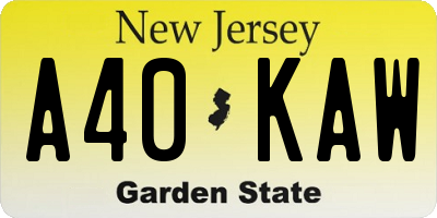 NJ license plate A40KAW