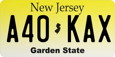 NJ license plate A40KAX