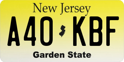 NJ license plate A40KBF