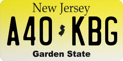 NJ license plate A40KBG