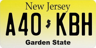 NJ license plate A40KBH