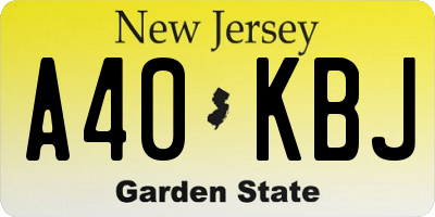 NJ license plate A40KBJ