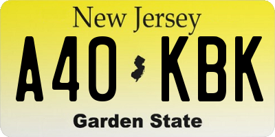NJ license plate A40KBK