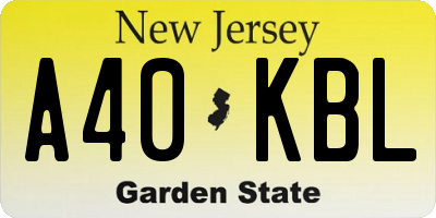 NJ license plate A40KBL