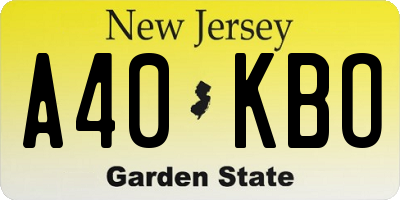 NJ license plate A40KBO