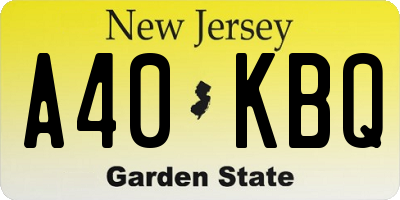 NJ license plate A40KBQ