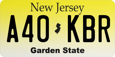 NJ license plate A40KBR