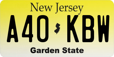 NJ license plate A40KBW