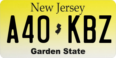 NJ license plate A40KBZ