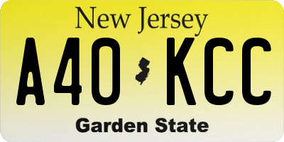 NJ license plate A40KCC