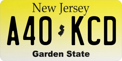 NJ license plate A40KCD