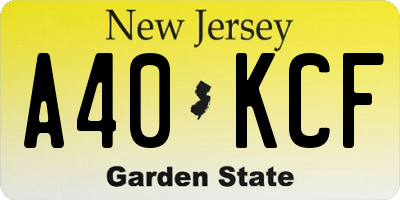 NJ license plate A40KCF