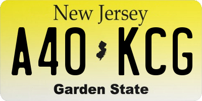 NJ license plate A40KCG