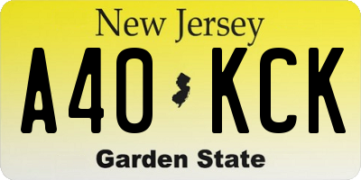 NJ license plate A40KCK