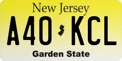 NJ license plate A40KCL